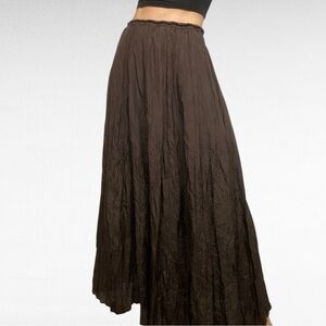 VINTAGE | 1990’s Z.B.D. Design | Brown High Waisted A-Line Flowy Silk Skirt